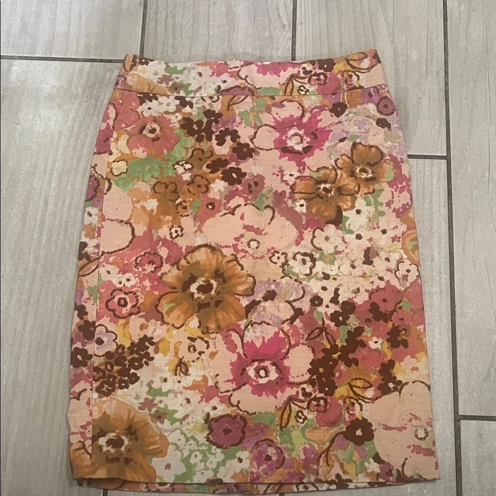 J. Crew Floral Mini Skirt - Pink, Brown, Green